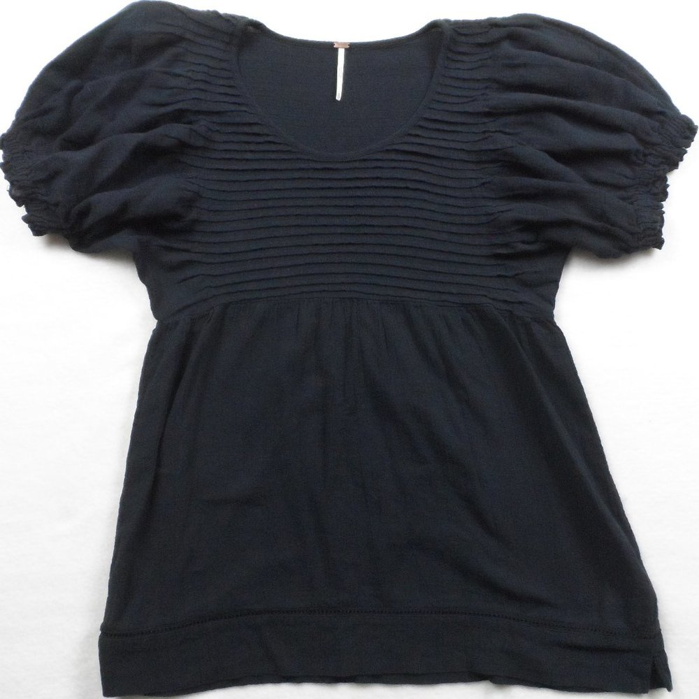 Free People Dress Blue Short Ballon Sleeve Oversiz